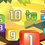 カラフルな立方体と背景に「10 to 20」と書かれたカラフルな数字のイメージ。