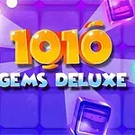 カラフルなジェムを背景に「1010 GEMS DELUXE」というテキストが中央に配置された画像。