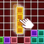 手のアイコンが黄色いブロックをグリッドに配置しようとしている様子。