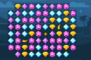 青、ピンク、黄色の宝石が格子状に並んでいる画像。