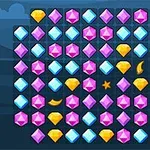 青、ピンク、黄色の宝石が格子状に並んでいる画像。