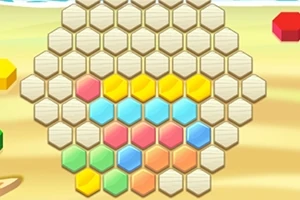 六角形のグリッドに配置されたカラフルなブロック。