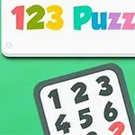 カラフルな「123 Puzzle」という文字と、数字が並んだパズルボードが描かれている画像。