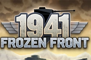 「1941 FROZEN FRONT」と大きく描かれたテキストの後ろに戦車のシルエットがあるデザイン。