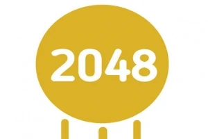 黄色の円の中に白い数字「2048」が描かれているシンプルなデザイン。