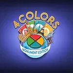 青い背景に、色付きのカードとモニュメントのイラストが描かれた「4 COLORS MONUMENT EDITION」のロゴ。