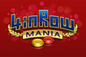 赤い背景に「4 in Row Mania」と書かれたロゴと、下に赤と黄色のディスクが並んでいる。