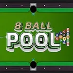 緑色のビリヤード台上に「8 BALL POOL」の文字とビリヤードボールが配置されている画像。