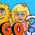 金髪のひげのあるキャラクターと金髪の女性キャラクターが「GO 3」という文字と共に描かれているイラスト。