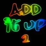 虹色のネオンで「ADD it UP 1」と書かれた文字。