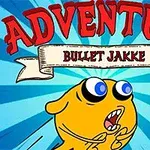 黄色い犬のキャラクターが驚いた表情で走っていて、上部に「ADVENTURE」と書かれた文字がある。