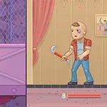 2人のアニメキャラクターが武器を持って対峙しているイラスト。