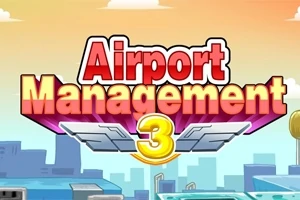 タイトル「Airport Management 3」が、背景に青い空と都市のシルエットがある画像。
