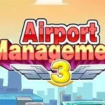 タイトル「Airport Management 3」が、背景に青い空と都市のシルエットがある画像。