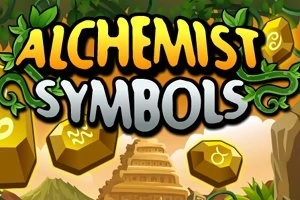 アルファベットの「ALCHEMIST SYMBOLS」と緑の葉に囲まれた黄金のシンボル。