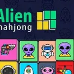 エイリアンや宇宙船、レーザーガンのイラストが描かれたカラフルな正方形のブロックが並んでいる画像。