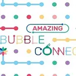 カラフルな点と線が背景に描かれており、「AMAZING BUBBLE CONNECT」というテキストが中央に配置されている。