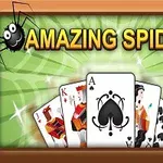 トランプのスートが描かれたカードが並ぶ「AMAZING SPIDER」というタイトルの画像。