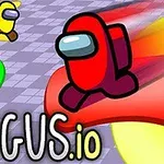 カラフルなキャラクターが様々な色のトレイルを引いて移動しているイラスト。