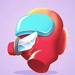 赤いキャラクターの頭にナイフが刺さっているイラスト。