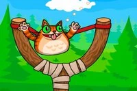 猫を発射してリングをくぐり、星を集めよう