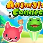 カラフルな背景に、動物の顔が並んでいるイラスト。