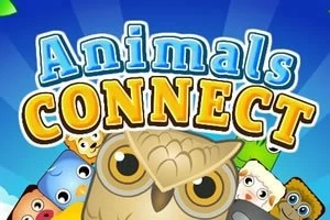 カラフルな動物のキャラクターと「Animals CONNECT」と書かれたタイトルのイラスト。