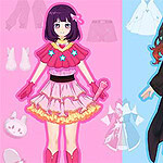 左側にピンクの衣装を着た女の子と、右側に和服を着た女の子が並んでいます。