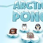 氷の上にかわいい動物たち（アザラシ、ペンギン、フクロウ、ビーバー）が描かれ、背景に大きな文字が表示されているイラスト。