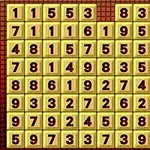 黄色いタイルに赤い数字が並んでいるグリッド。