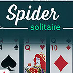 トランプのカードが並んでいる画像で、「Spider solitaire」という文字が上部に描かれている。