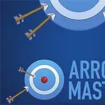 青い背景に配置された的に矢が刺さっており、下部には「ARROW MASTER」の文字がある。