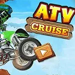 緑色のATVに乗ったライダーが空中でジャンプしているイラスト。