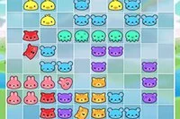 かわいいバブー動物を助けて、できるだけ多くの虹のラインを完成させよう