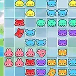 カラフルな動物の顔が描かれた四角いグリッドパズル。