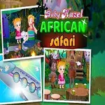 かわいいキャラクターたちがアフリカサファリでゾウに乗ったり、キャンプファイヤーを囲んでいる。