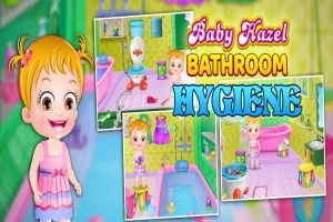 赤いドレスを着た女の子と浴室のイラストのコラージュ。
