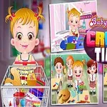 かわいい女の子がクラフトを楽しむ姿とカラフルな文字デザインのコラージュ画像。