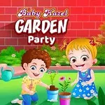 赤いレンガの壁を背景に、花柄の服を着た子供たちが庭で遊んでいる様子。