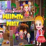 赤ちゃんがハロウィンの衣装を着て楽しんでいるパーティーの様子を描いたコラージュ画像。