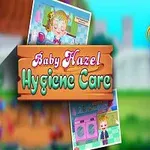 笑顔の金髪の女の子と「Hygiene Care」と書かれた看板があるイラスト。