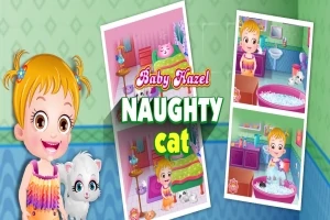 女の子と白い猫が一緒に映っているカラフルなイラスト。