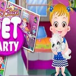 幼い女の子が白い猫を抱えて微笑んでいるアニメーション画像。