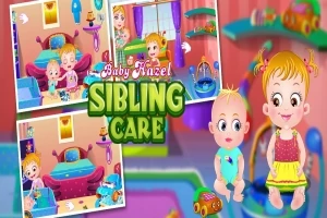 赤ちゃんを世話している幼児たちのカラフルなアニメーションイラスト。