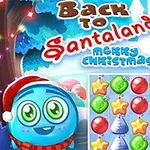 青いクリスマス帽をかぶったキャラクターとカラフルなオーナメントのパズルが表示されている。