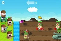 敵の豚の波から自分を守れ。迫撃砲を発射
