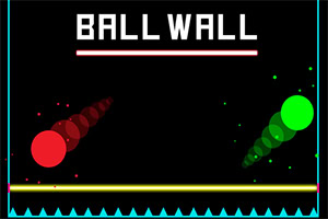 黒い背景に赤いボールと緑のボールが対角線上に配置され、中央上部に「BALL WALL」という文字が表示されています。