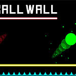 黒い背景に赤いボールと緑のボールが対角線上に配置され、中央上部に「BALL WALL」という文字が表示されています。