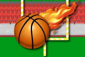 炎の尾を引くバスケットボールがフィールドゴールポストを通過しているイラスト。
