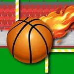炎の尾を引くバスケットボールがフィールドゴールポストを通過しているイラスト。